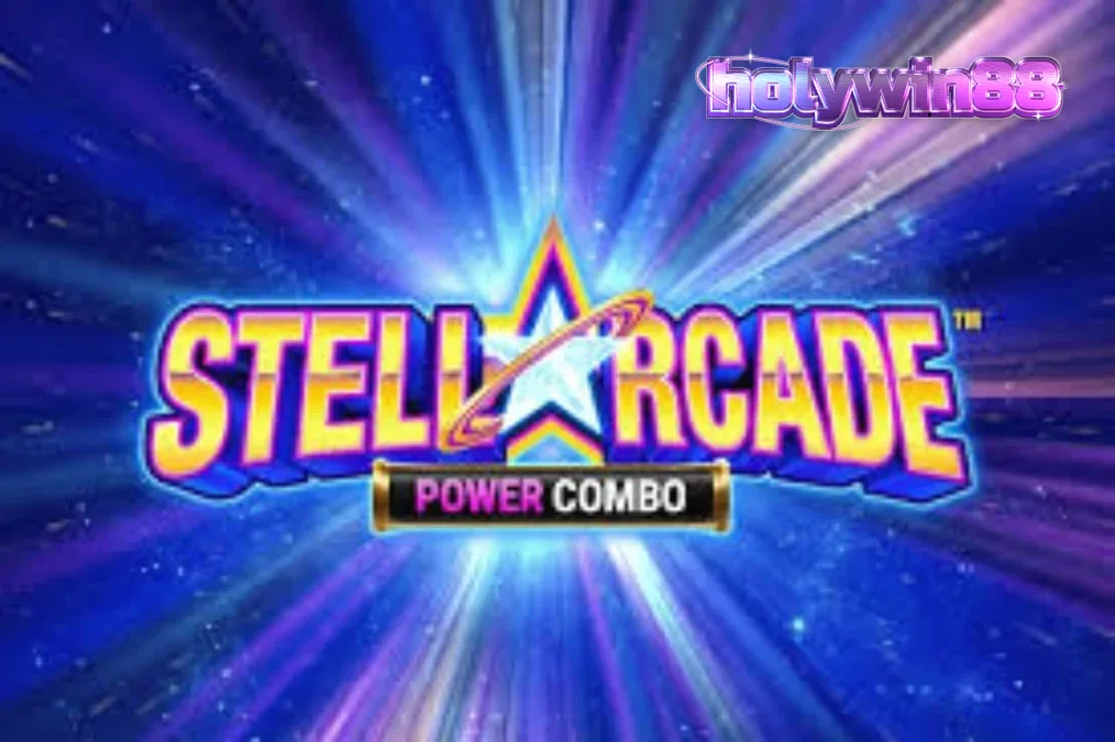 Tampilan visual slot Stellarcade Power Combo dengan elemen neon dan luar angkasa.